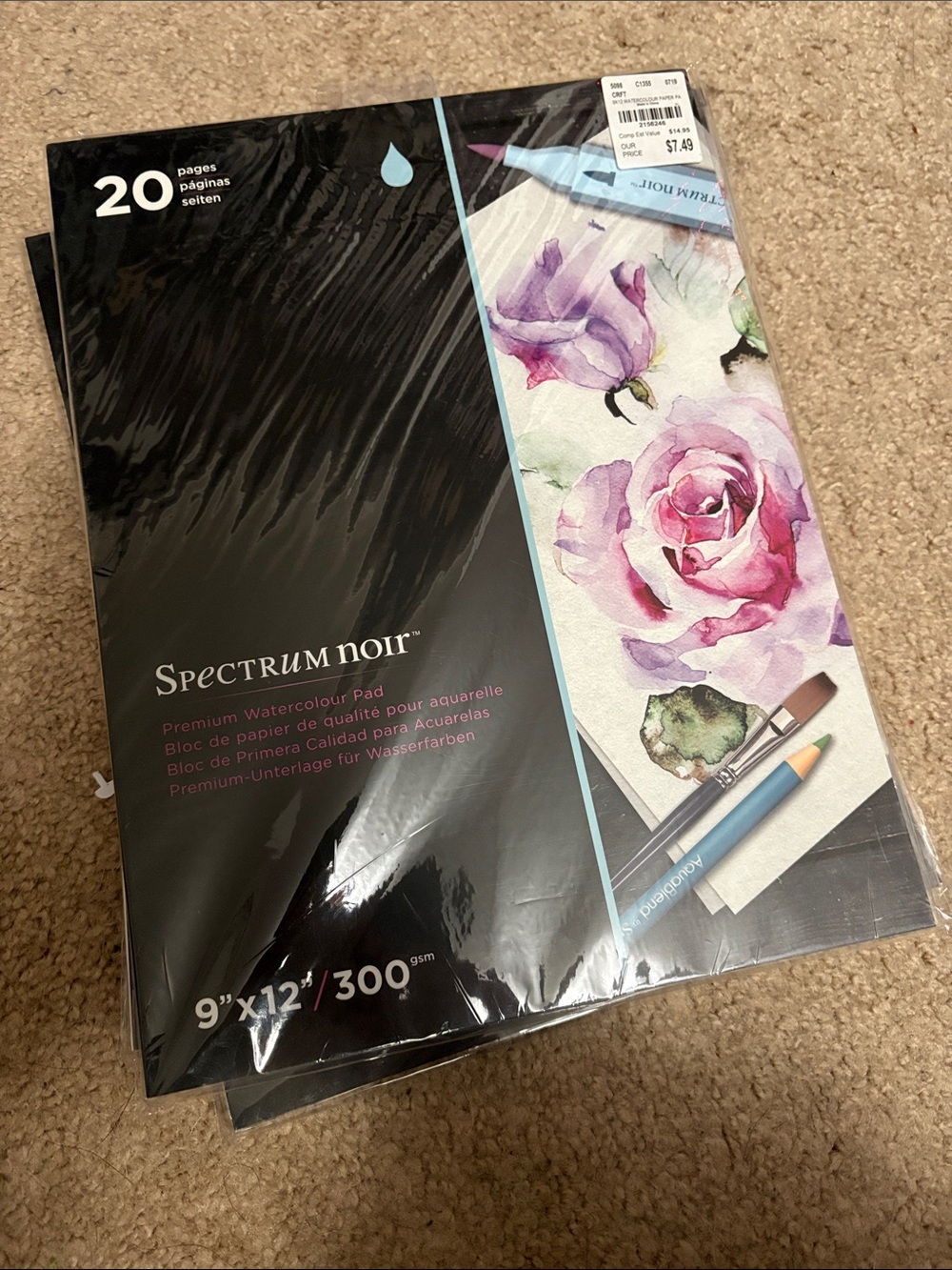 Spectrum Noir Premium Watercolour Pad - Black Cover - 9" x 12"